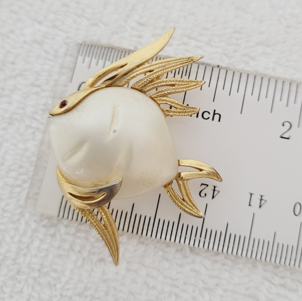 Fish brooch vintage goldtone - Picture 8 of 14